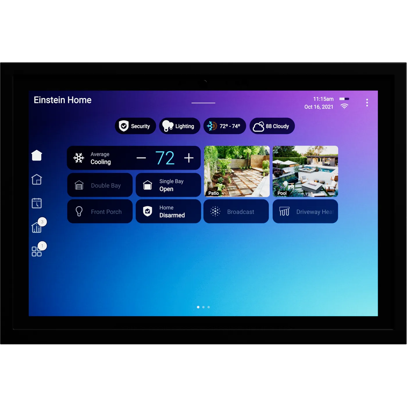 Control4 climate control touchscreen interface